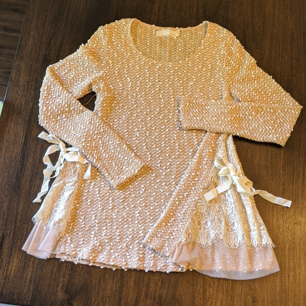 a'reve blush sweater with lace